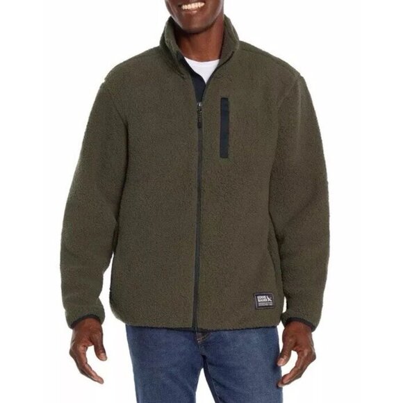 Eddie Bauer Full Zip OD GreenFleece Jacket 2XL Men's XXLARGE Long Sleeves (D9) - Picture 1 of 13